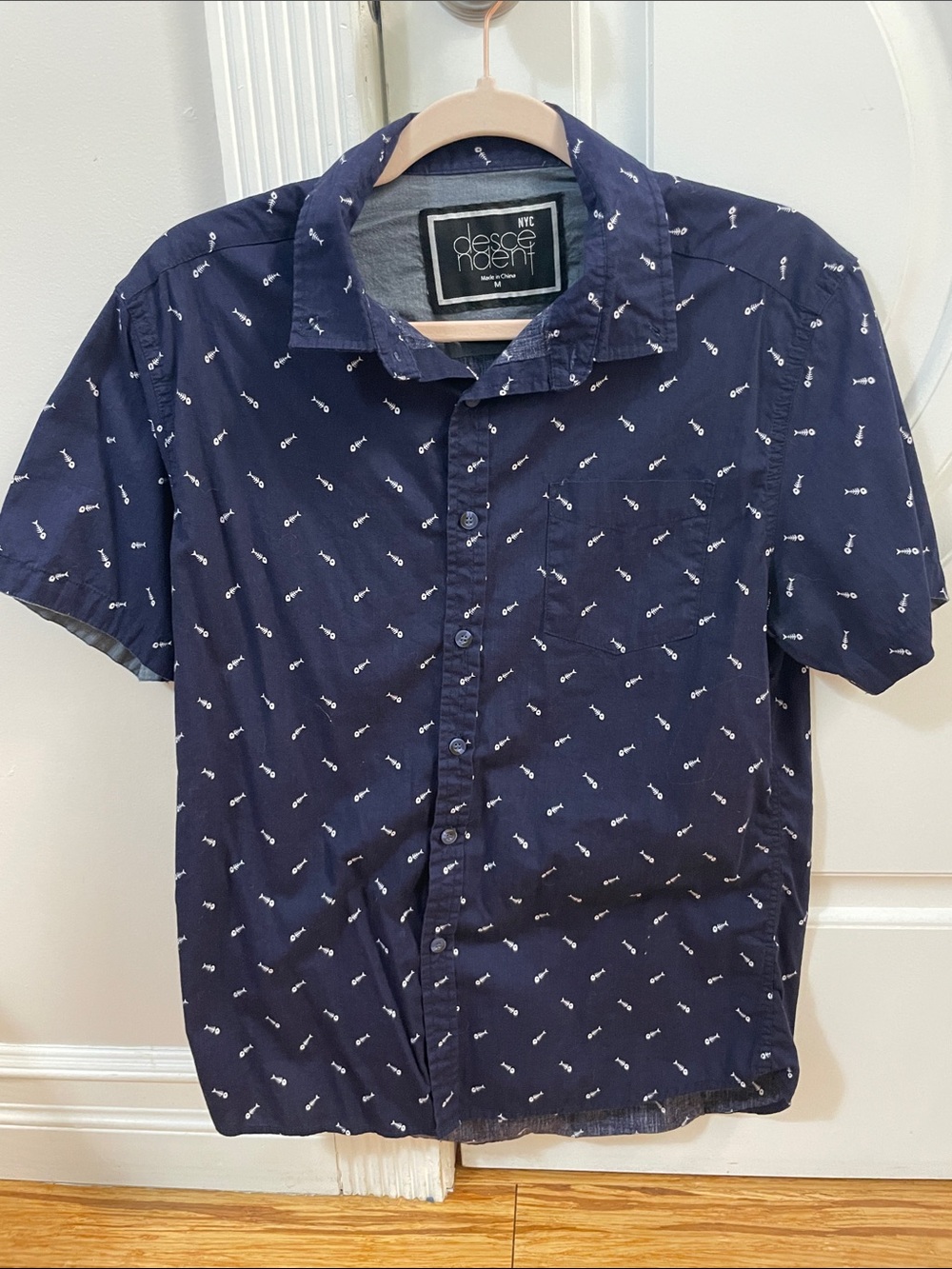 Navy Short-Sleeve Button-Up Shirt
